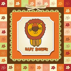 Image showing childish baby shower card with cartoon lion