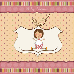 Image showing new baby girl announcement card with little girl