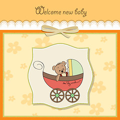 Image showing funny teddy bear in stroller