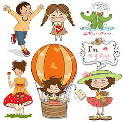 Image showing very happy people, items set in vector format isolate on white b