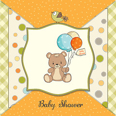 Image showing baby shower card with cute teddy bear