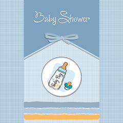 Image showing baby announcement card with milk bottle and pacifier