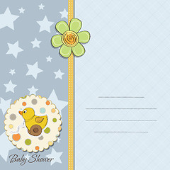 Image showing baby boy shower card with duck toy