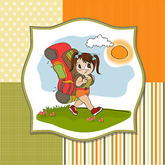 Image showing Traveling tourist girl with backpack