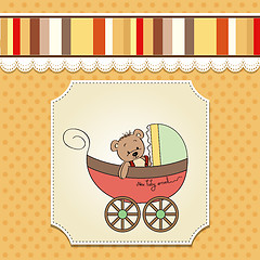 Image showing funny teddy bear in stroller