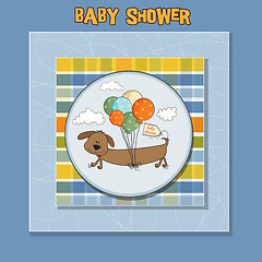 Image showing baby shower card with long dog and balloons