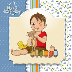 Image showing little boy are playing with his toys