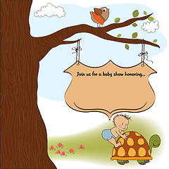 Image showing funny baby boy announcement card