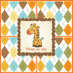 Image showing new baby announcement card with giraffe
