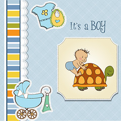 Image showing funny baby boy announcement card