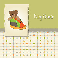 Image showing shower card with teddy bear hidden in a shoe