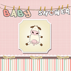 Image showing new baby girl announcement card with cow