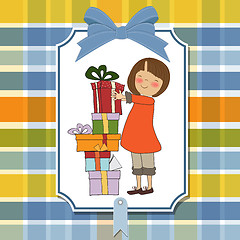 Image showing young girl with gift