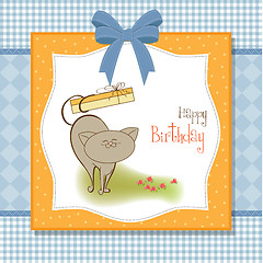 Image showing happy birthday card with cute cat