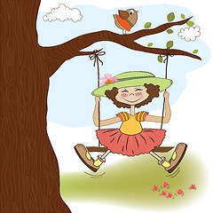 Image showing funny girl in a swing