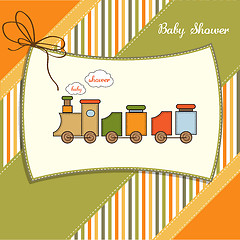 Image showing baby  shower card with toy train