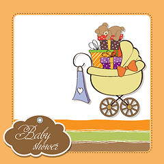 Image showing baby shower card with gift boxes