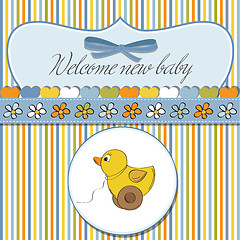 Image showing welcome card with duck toy