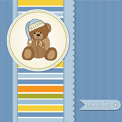 Image showing baby shower card with sleepy teddy bear