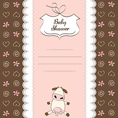 Image showing new baby girl announcement card with cow