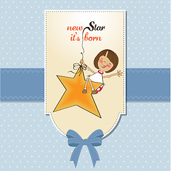 Image showing new star it's born.welcome baby card