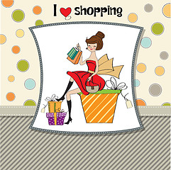 Image showing pretty young woman who is happy that she went shopping