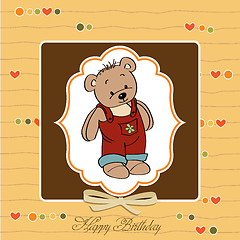 Image showing birthday greeting card with teddy bear