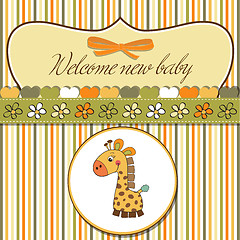 Image showing new baby announcement card with giraffe