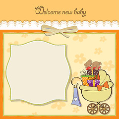 Image showing baby shower card with gift boxes