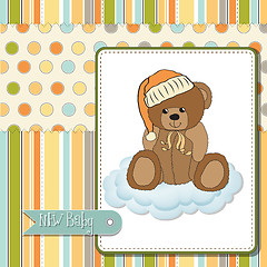 Image showing baby shower card with sleepy teddy bear