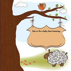 Image showing cute baby shower card with sheep