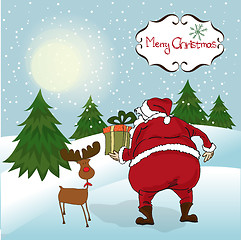 Image showing Santa coming, Christmas greeting card