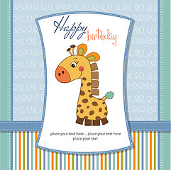 Image showing birthday card with giraffe toy