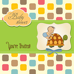 Image showing funny baby boy announcement card