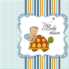 Image showing funny baby boy announcement card