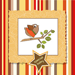 Image showing welcome card with funny little bird