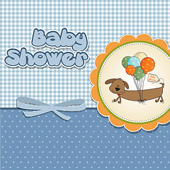 Image showing baby shower card with long dog and balloons