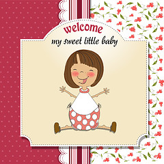 Image showing new baby girl announcement card with little girl