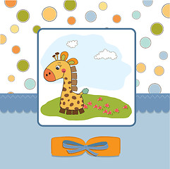 Image showing new baby announcement card with giraffe