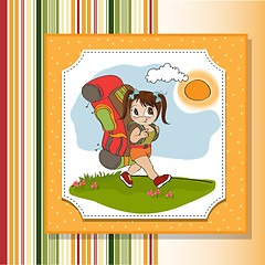 Image showing Traveling tourist girl with backpack