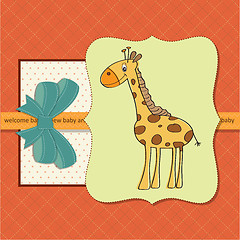 Image showing new baby announcement card with giraffe