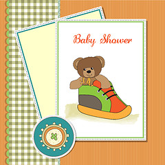 Image showing shower card with teddy bear hidden in a shoe