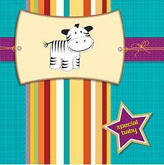 Image showing cute baby shower card with zebra