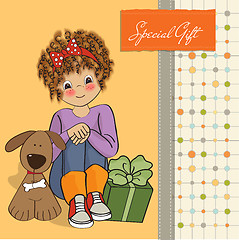 Image showing birthday greeting card with pretty little girl