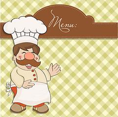 Image showing Background with Smiling Chef and Menu