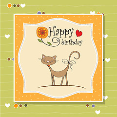 Image showing birthday card with funny cat