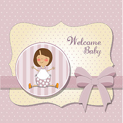 Image showing new baby girl announcement card with little girl