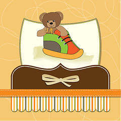 Image showing shower card with teddy bear hidden in a shoe