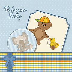 Image showing cute greeting card with boy teddy bear