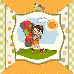 Image showing Traveling tourist girl with backpack